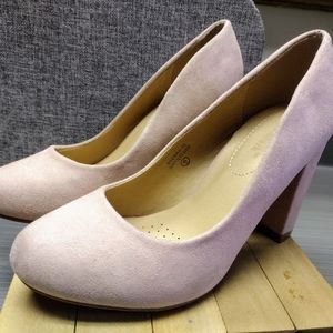 Lov 💕 Mark Dusty Rose Pink Suede Closed Toe Block Heel Dress Shoes 6 Pre-owned